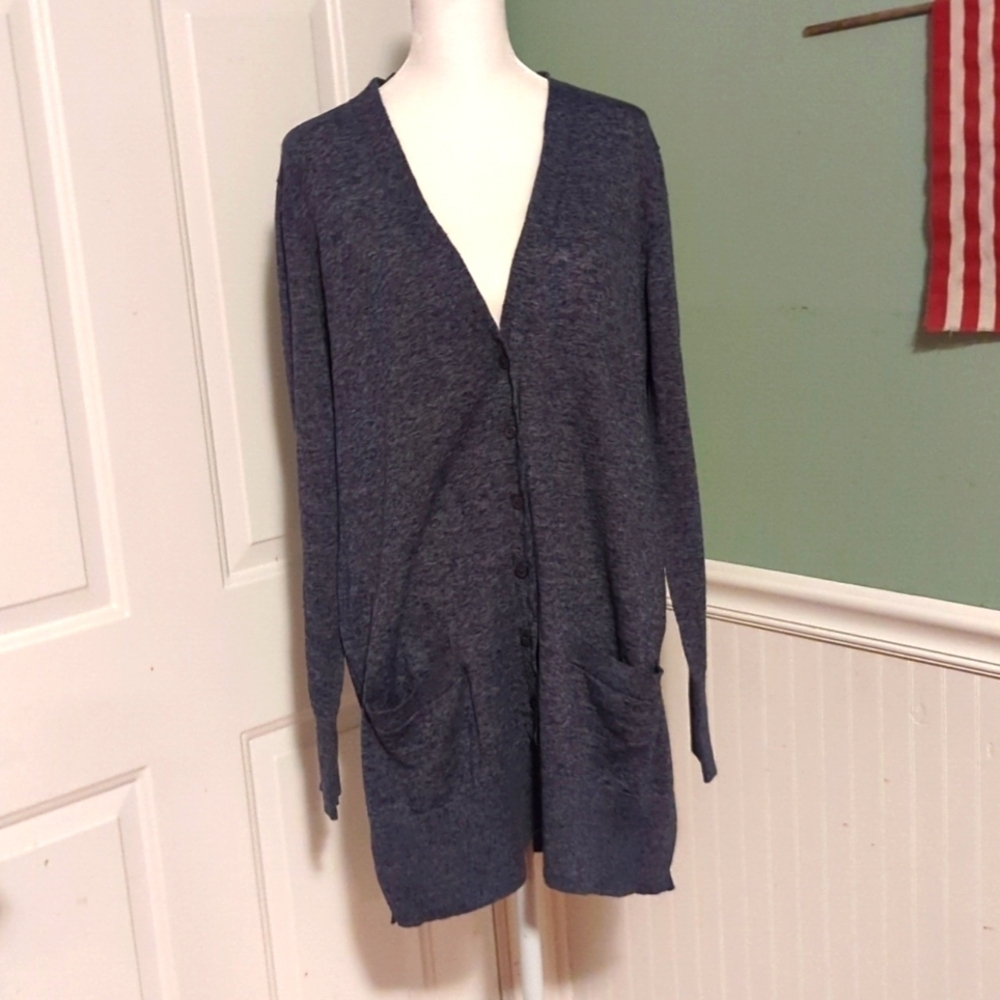 Gap Linen Blend Cardigan Heather Blue Size XL